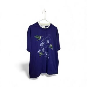 90s Vintage Pleasant Shade Hummingbird Purple Double Collar T Shirt Large